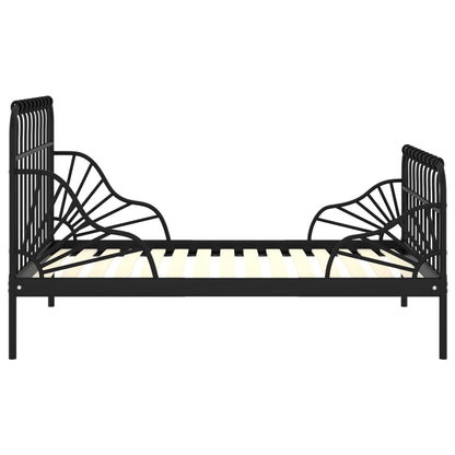 vidaXL Extendable Bed Frame | Black | Powder-coated metal | Single | Extendable