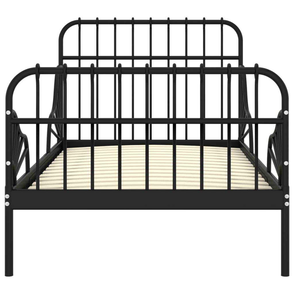 vidaXL Extendable Bed Frame | Black | Powder-coated metal | Single | Extendable