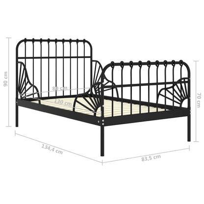 vidaXL Extendable Bed Frame | Black | Powder-coated metal | Single | Extendable