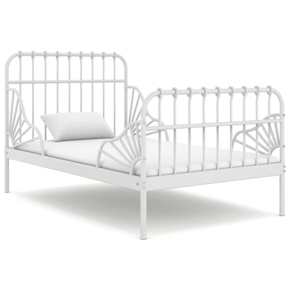 vidaXL Extendable Bed Frame | White | Powder-coated metal | Single