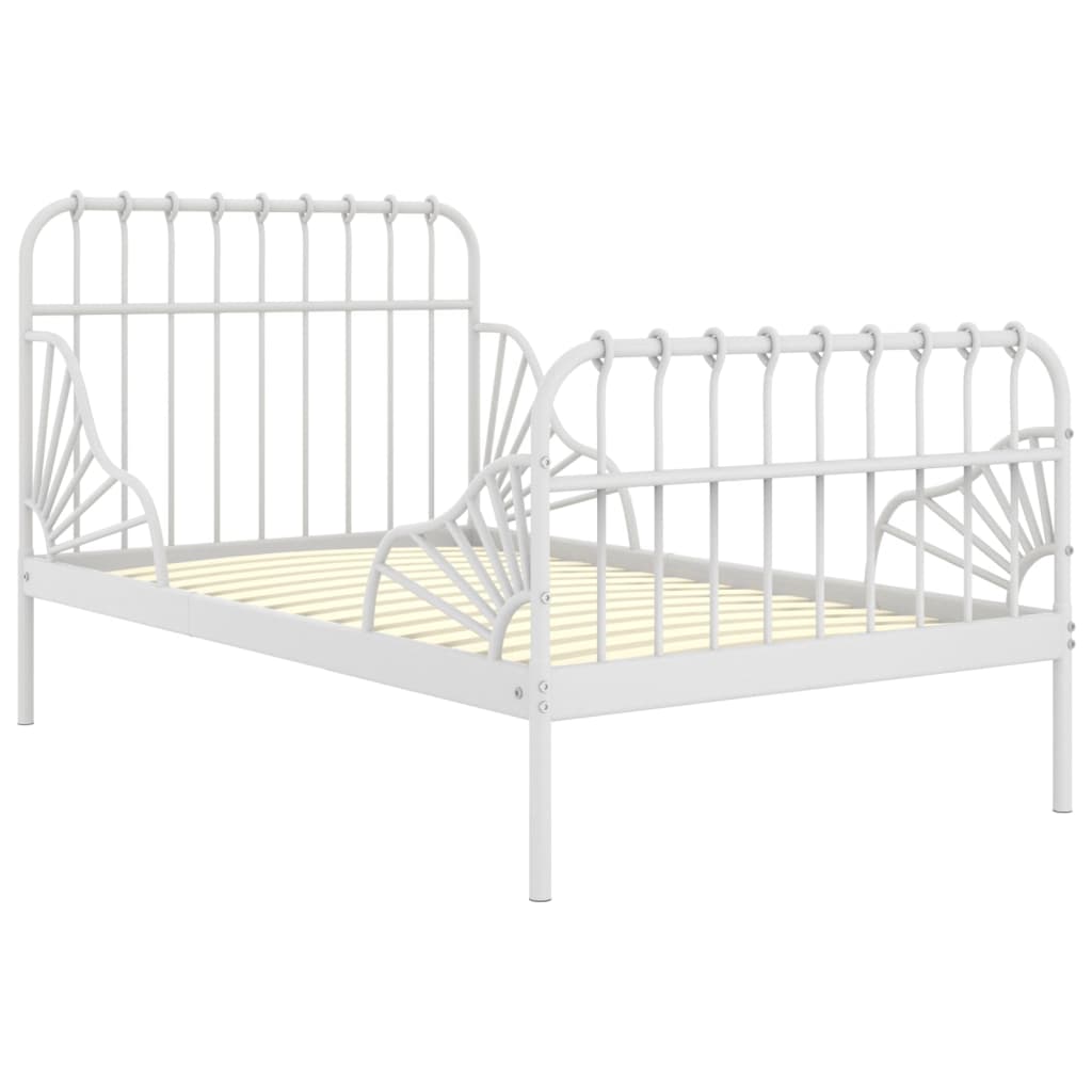 vidaXL Extendable Bed Frame | White | Powder-coated metal | Single
