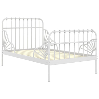 vidaXL Extendable Bed Frame | White | Powder-coated metal | Single