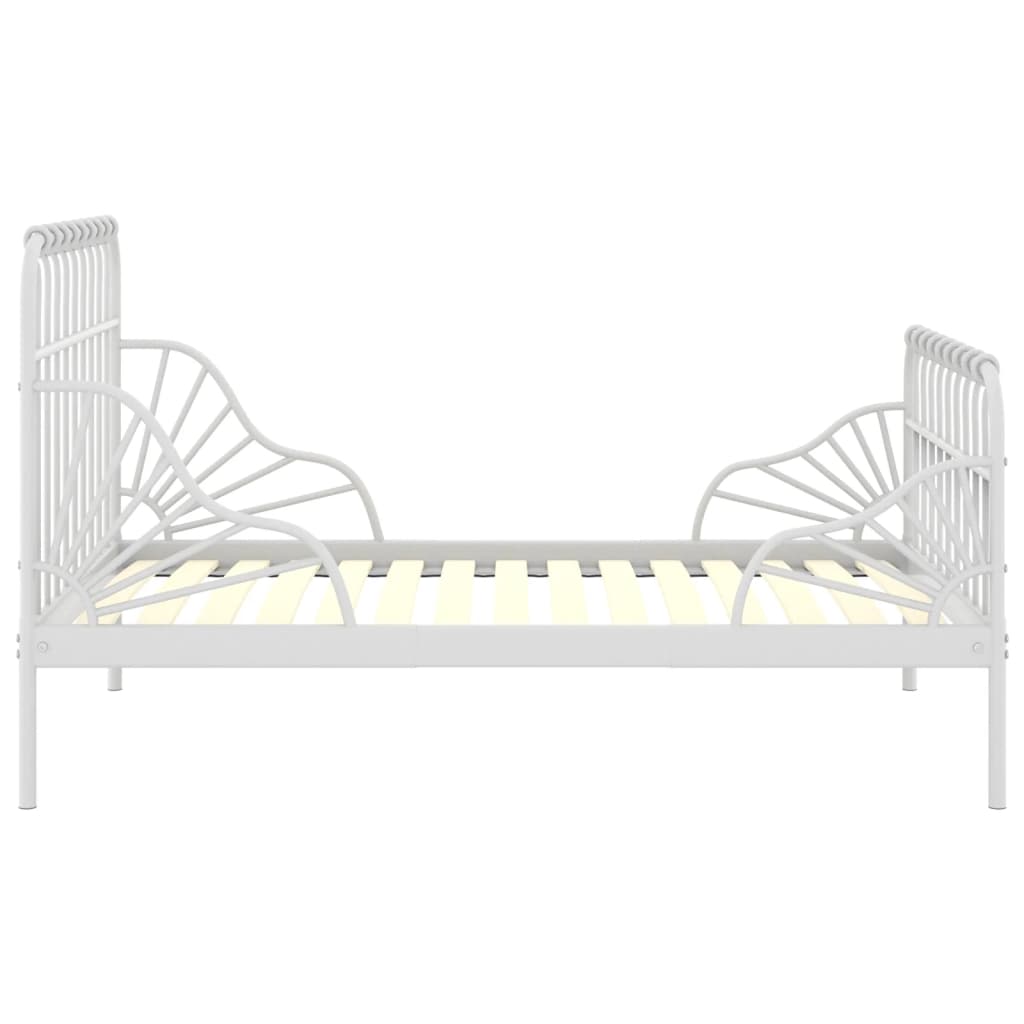 vidaXL Extendable Bed Frame | White | Powder-coated metal | Single