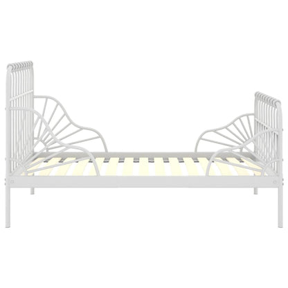 vidaXL Extendable Bed Frame | White | Powder-coated metal | Single