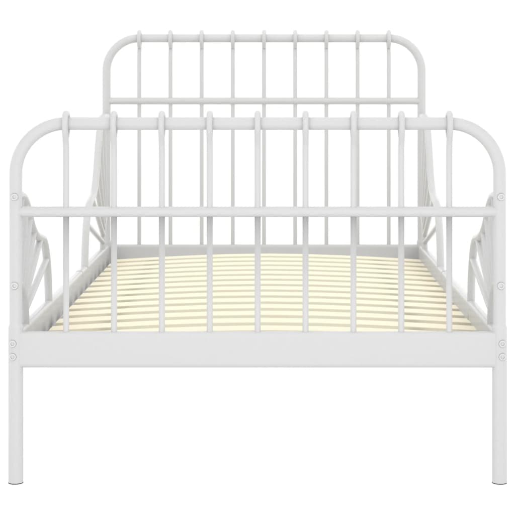 vidaXL Extendable Bed Frame | White | Powder-coated metal | Single