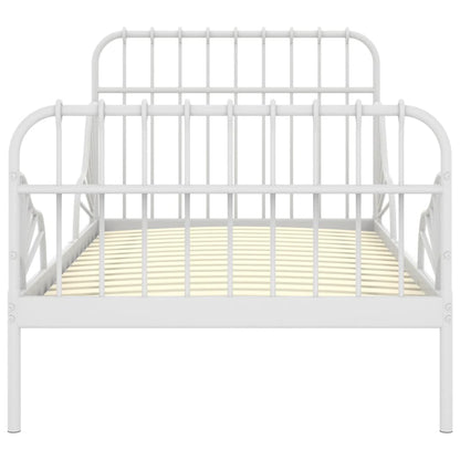 vidaXL Extendable Bed Frame | White | Powder-coated metal | Single