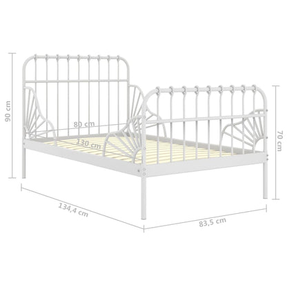 vidaXL Extendable Bed Frame | White | Powder-coated metal | Single