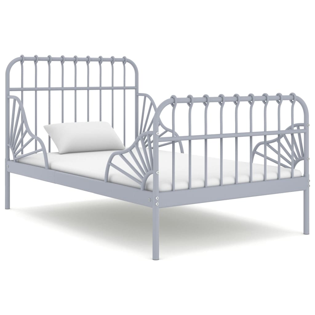 vidaXL Extendable Bed Frame without Mattress Grey Metal 80x130/200 cm