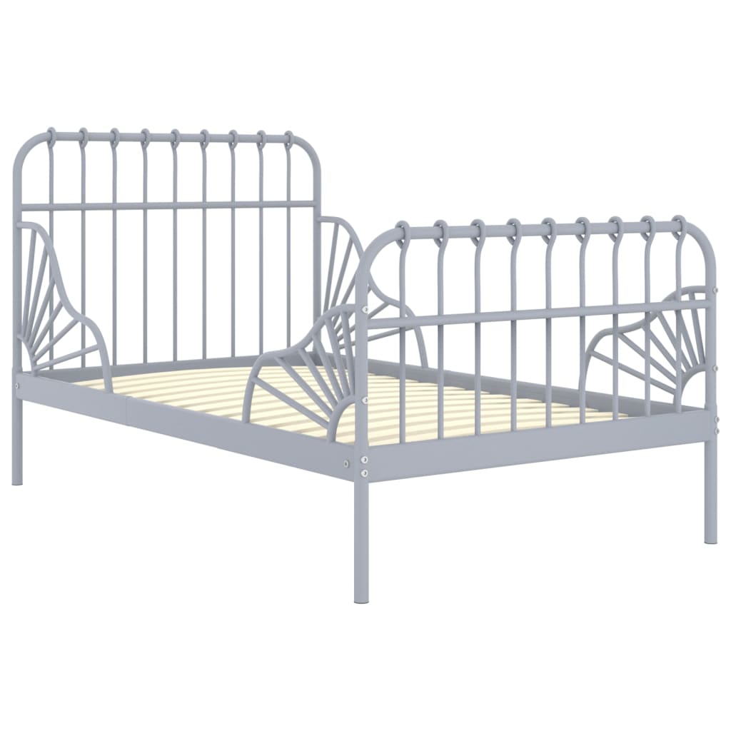 vidaXL Extendable Bed Frame without Mattress Grey Metal 80x130/200 cm