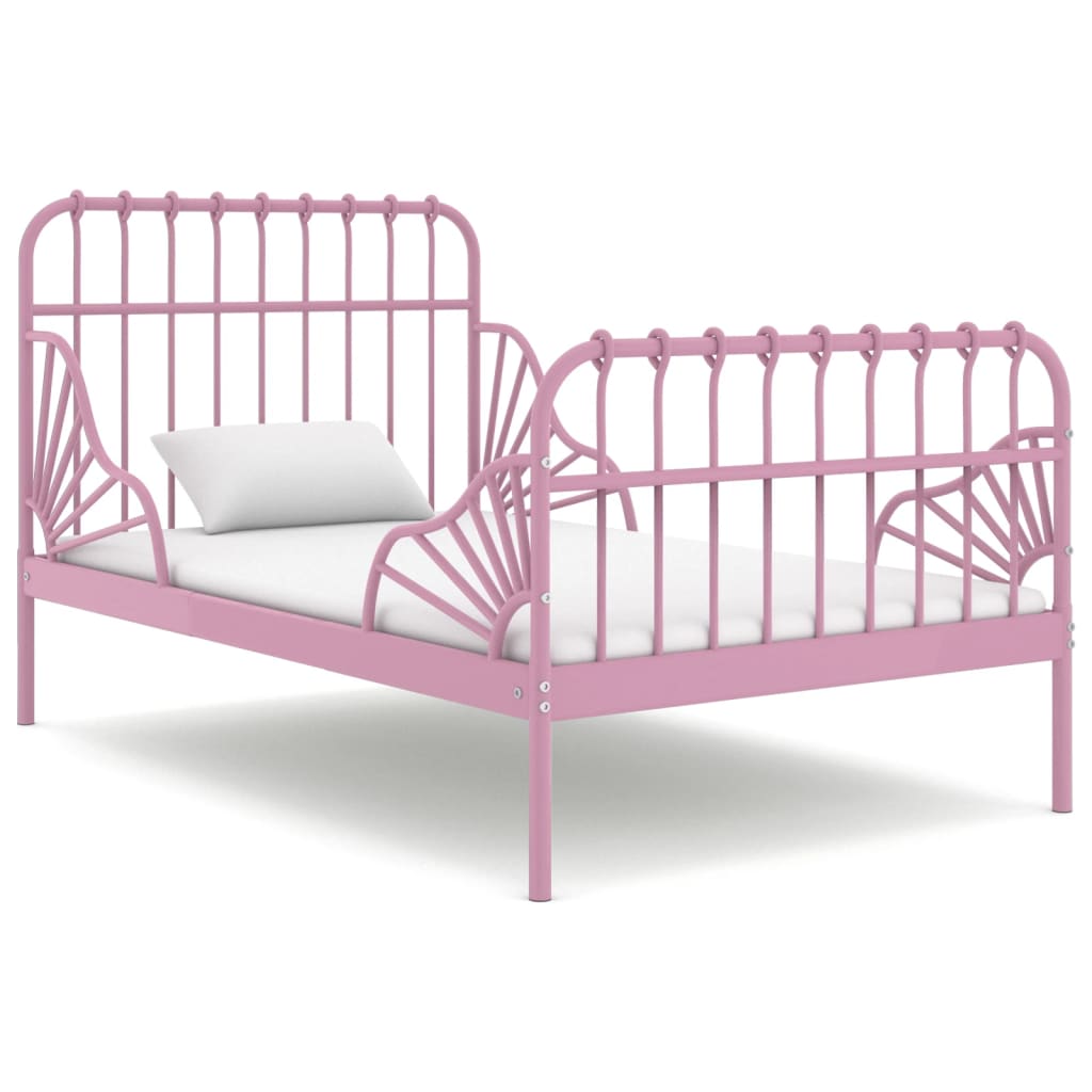 vidaXL Extendable Bed Frame | Pink | Powder-coated metal | Single | Extendable
