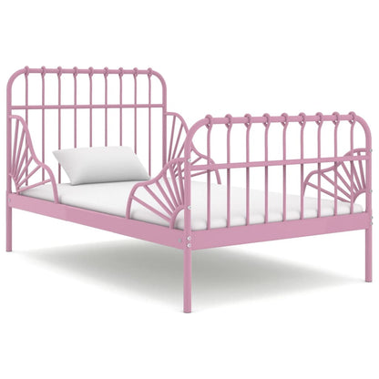 vidaXL Extendable Bed Frame | Pink | Powder-coated metal | Single | Extendable