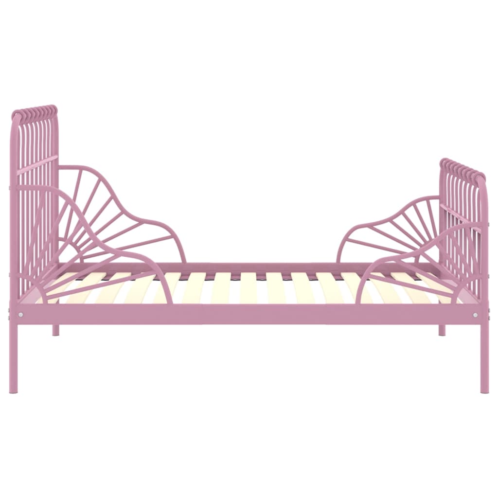 vidaXL Extendable Bed Frame | Pink | Powder-coated metal | Single | Extendable