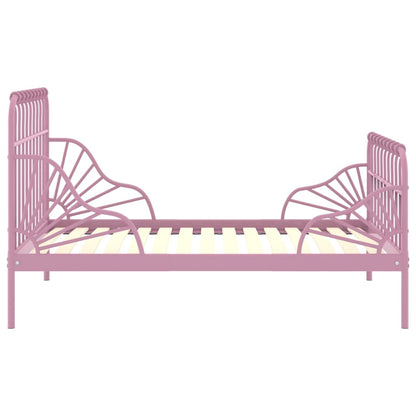 vidaXL Extendable Bed Frame | Pink | Powder-coated metal | Single | Extendable