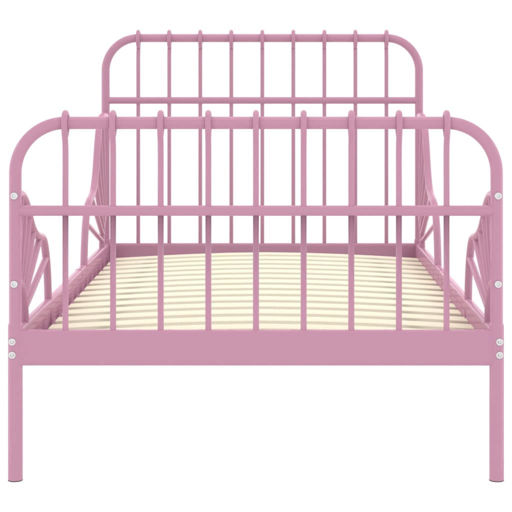 vidaXL Extendable Bed Frame | Pink | Powder-coated metal | Single | Extendable