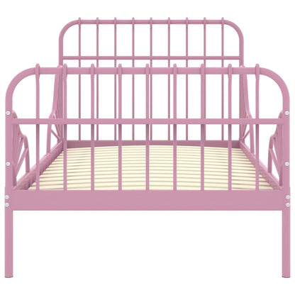 vidaXL Extendable Bed Frame | Pink | Powder-coated metal | Single | Extendable