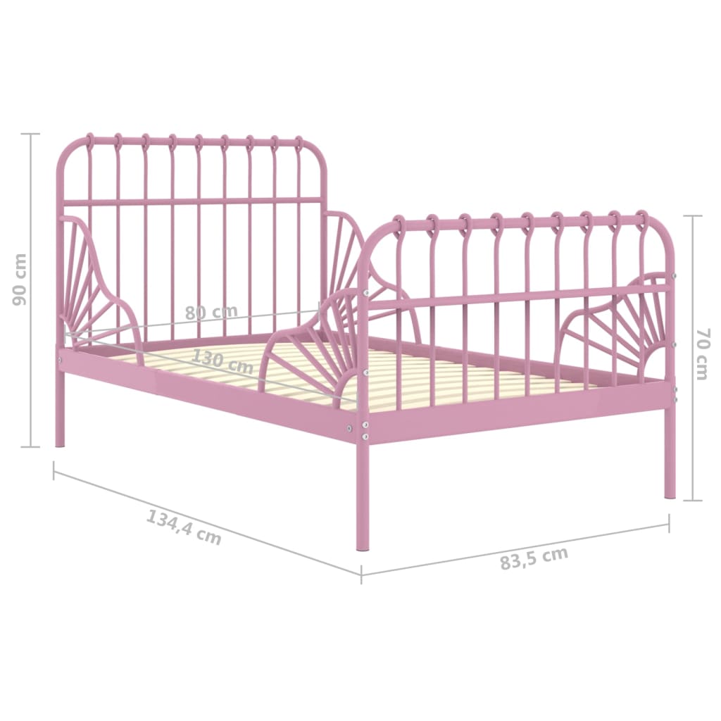 vidaXL Extendable Bed Frame | Pink | Powder-coated metal | Single | Extendable
