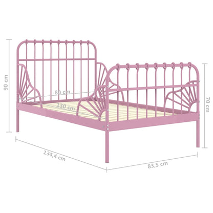vidaXL Extendable Bed Frame | Pink | Powder-coated metal | Single | Extendable