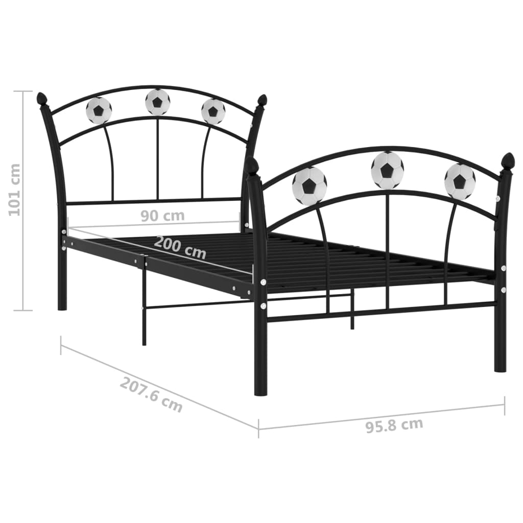 vidaXL Bed Frame | Black | Powder-coated metal | Single | Durable | Bed Frame