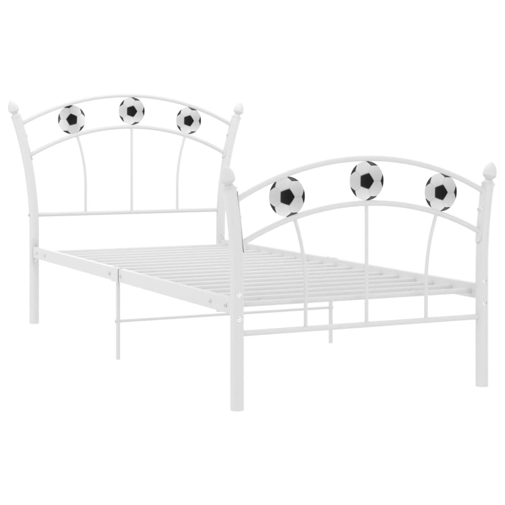 vidaXL Bed Frame without Mattress White Metal 90x200 cm