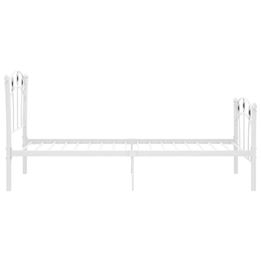vidaXL Bed Frame without Mattress White Metal 90x200 cm