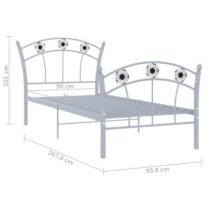 vidaXL Bed Frame without Mattress Grey Metal 90x200 cm