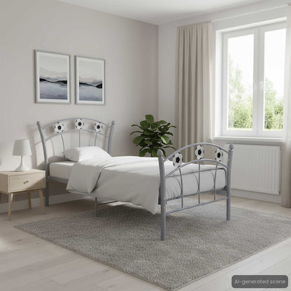 vidaXL Bed Frame without Mattress Grey Metal 90x200 cm