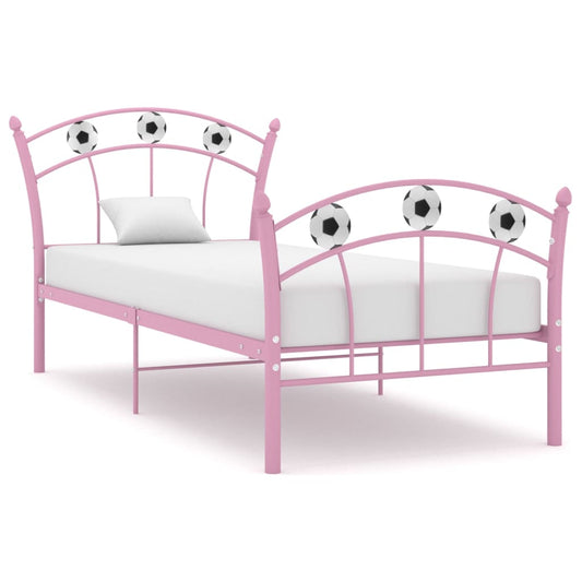 vidaXL Bed Frame | Pink | Powder-coated metal | Single |  Durable  | Bed Frame