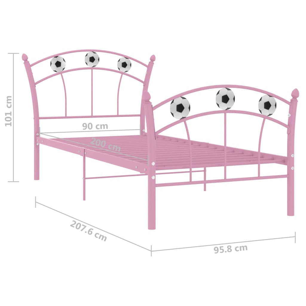 vidaXL Bed Frame | Pink | Powder-coated metal | Single |  Durable  | Bed Frame