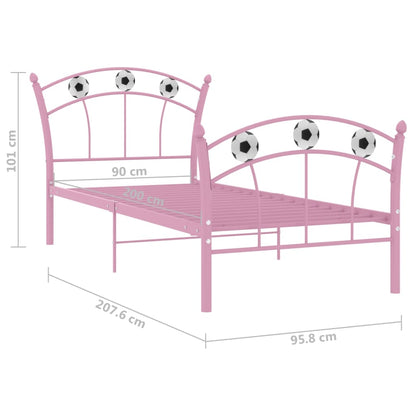 vidaXL Bed Frame | Pink | Powder-coated metal | Single |  Durable  | Bed Frame