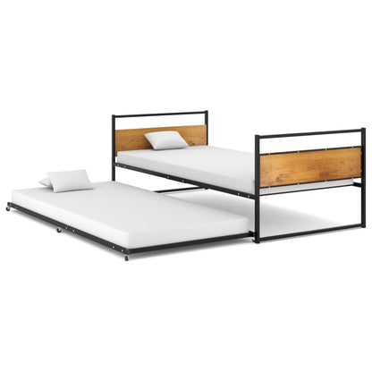 vidaXL Pull-out Bed Frame without Mattress Black Metal 90x200 cm