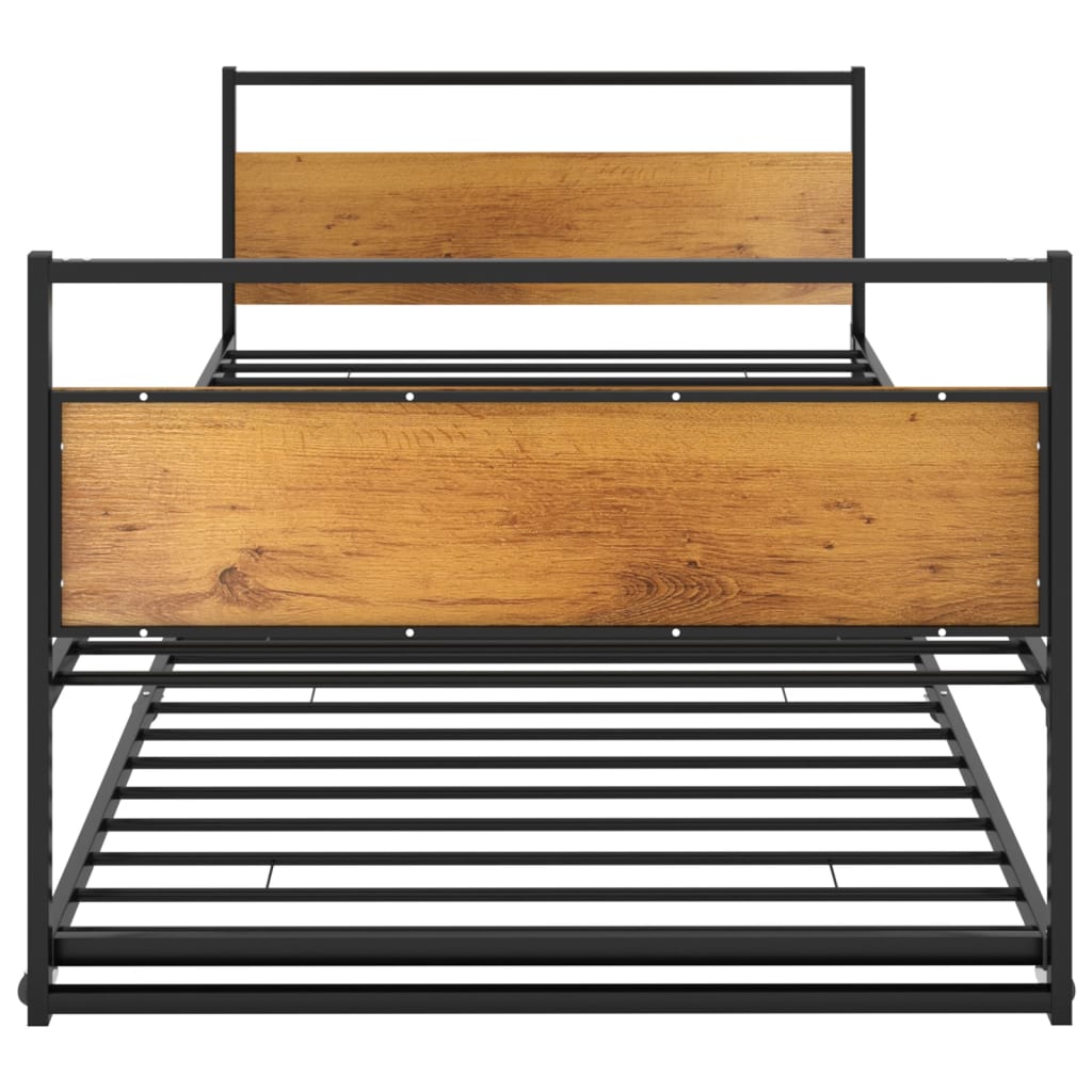 vidaXL Pull-out Bed Frame without Mattress Black Metal 90x200 cm