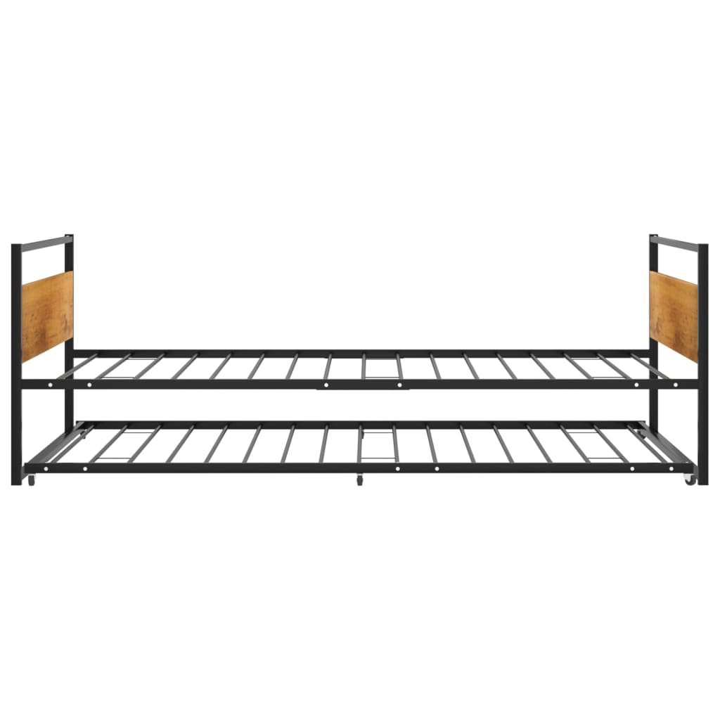 vidaXL Pull-out Bed Frame without Mattress Black Metal 90x200 cm