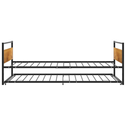 vidaXL Pull-out Bed Frame without Mattress Black Metal 90x200 cm