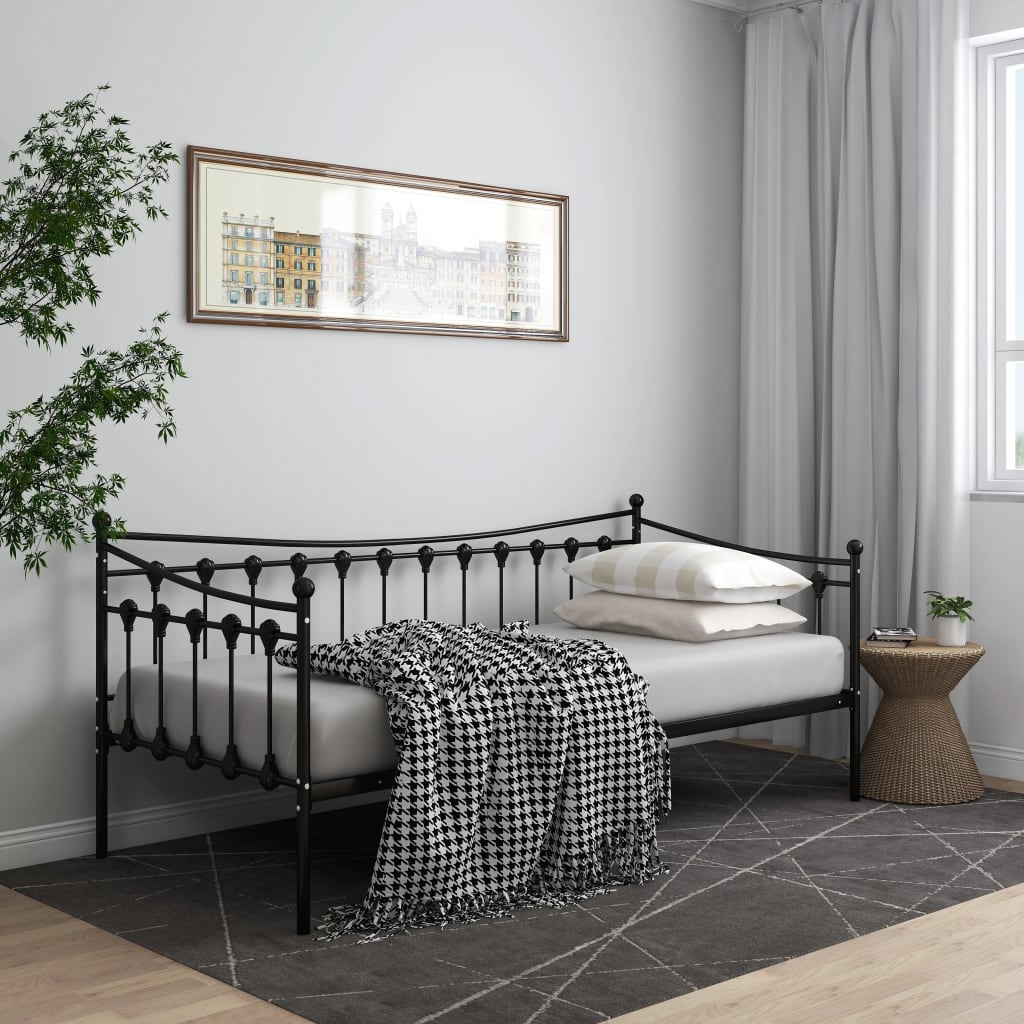 vidaXL Sofa Bed Frame | Black | Powder-coated metal | 200 x 90 cm
