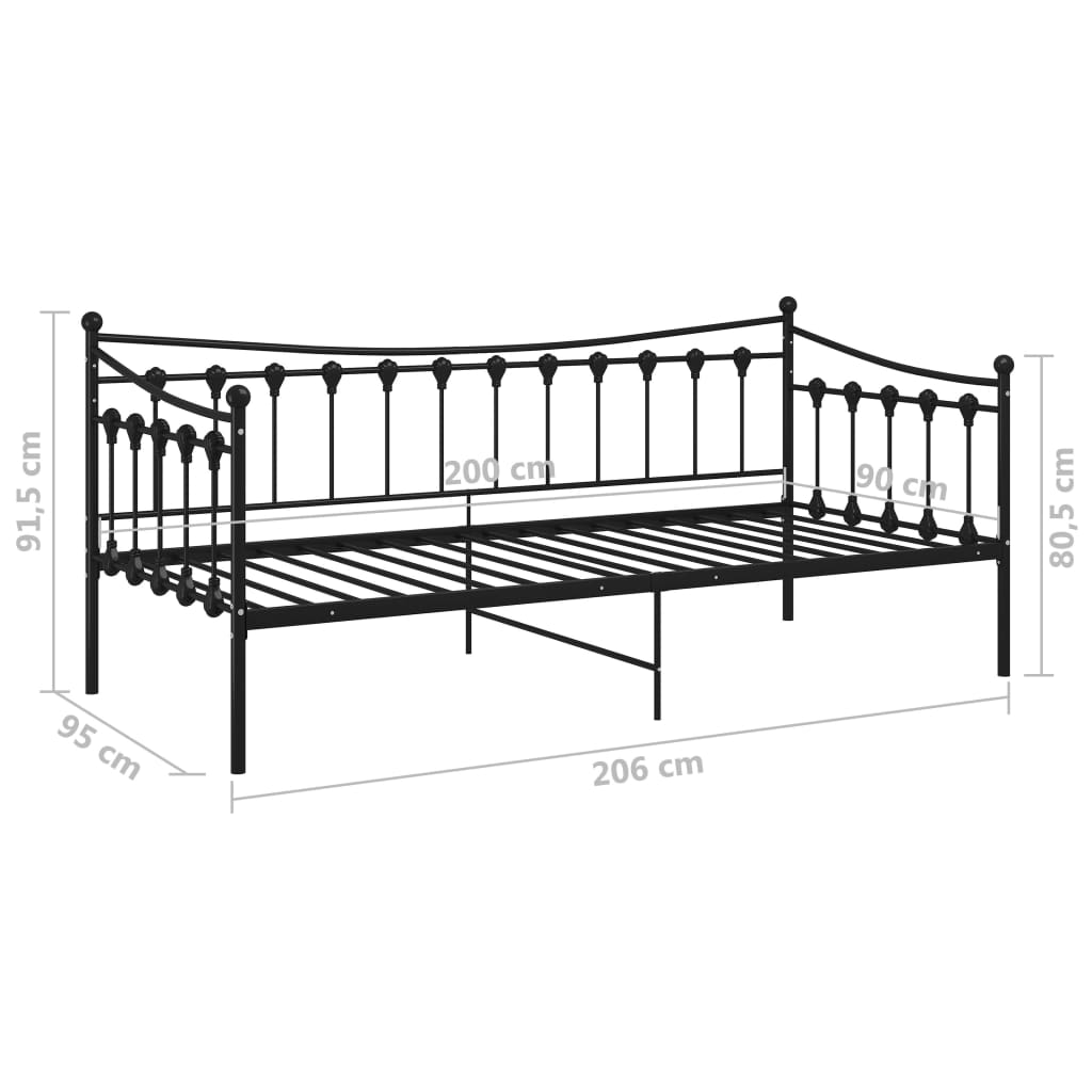vidaXL Sofa Bed Frame | Black | Powder-coated metal | 200 x 90 cm