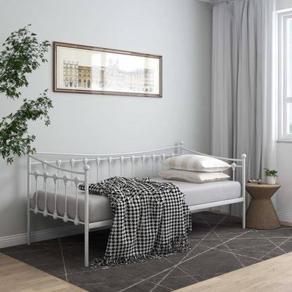 vidaXL Sofa Bed Frame | White | Powder-coated metal | Single