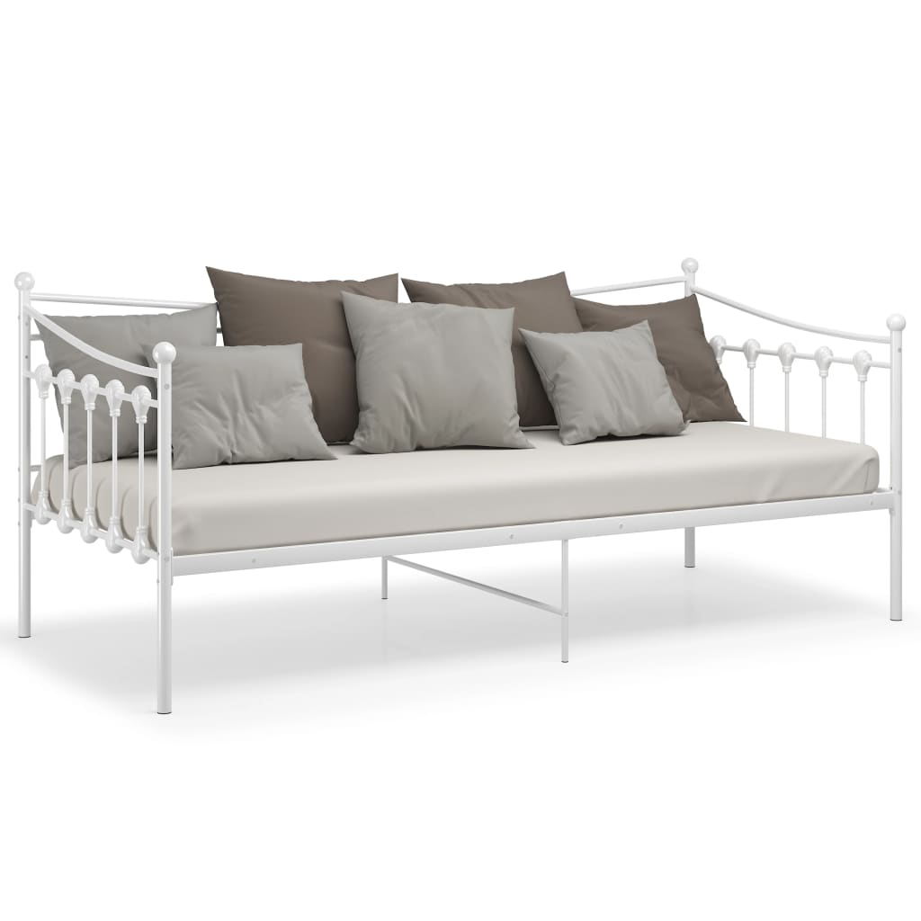 vidaXL Sofa Bed Frame | White | Powder-coated metal | Single