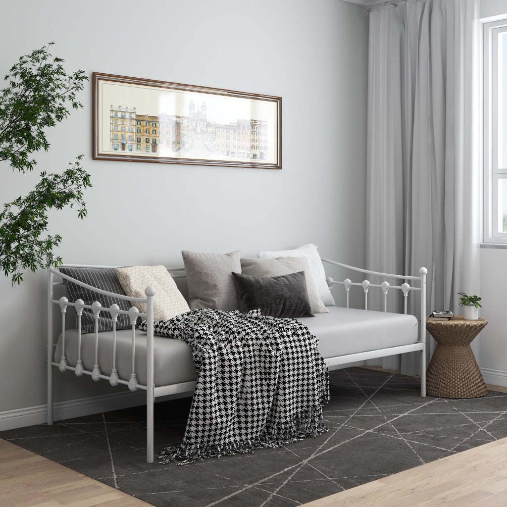 vidaXL Sofa Bed Frame | White | Powder-coated metal | Single
