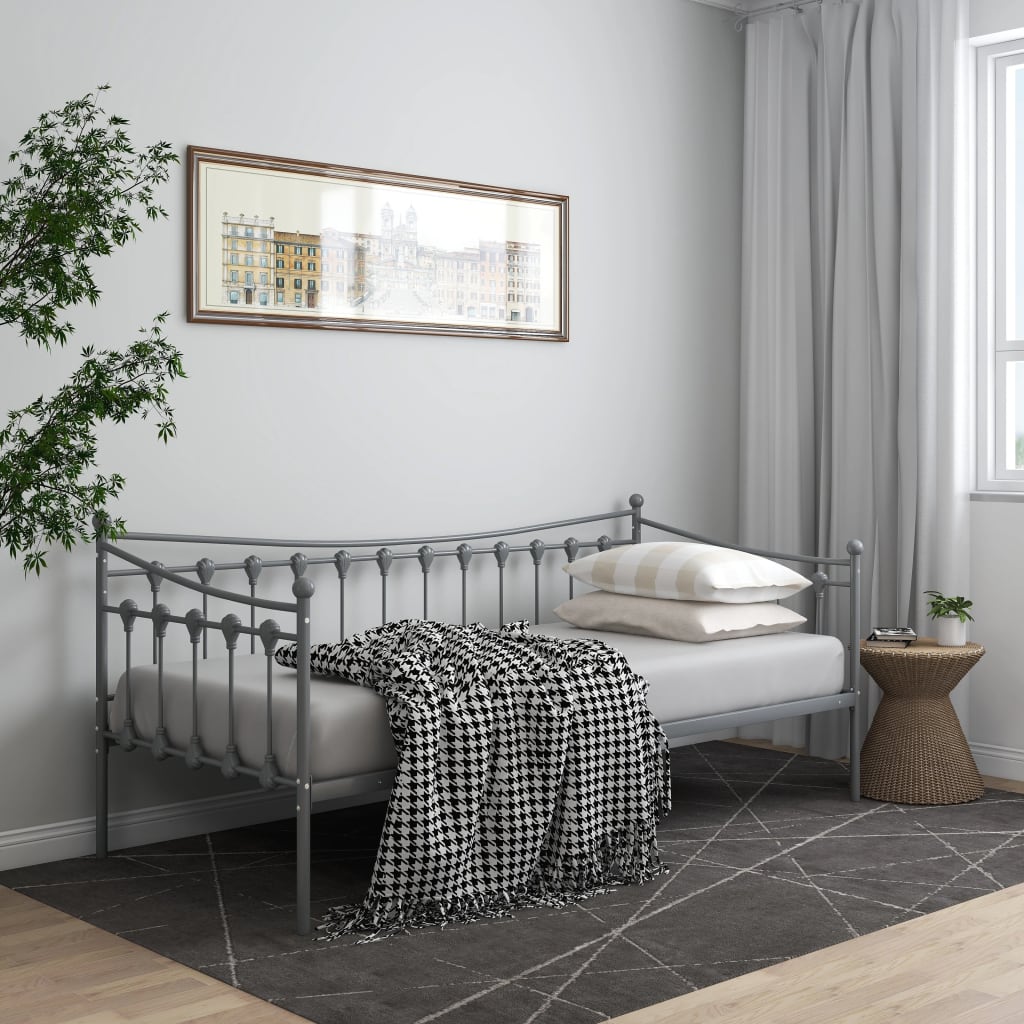 vidaXL Sofa Bed Frame | Grey | Powder-coated metal | Single