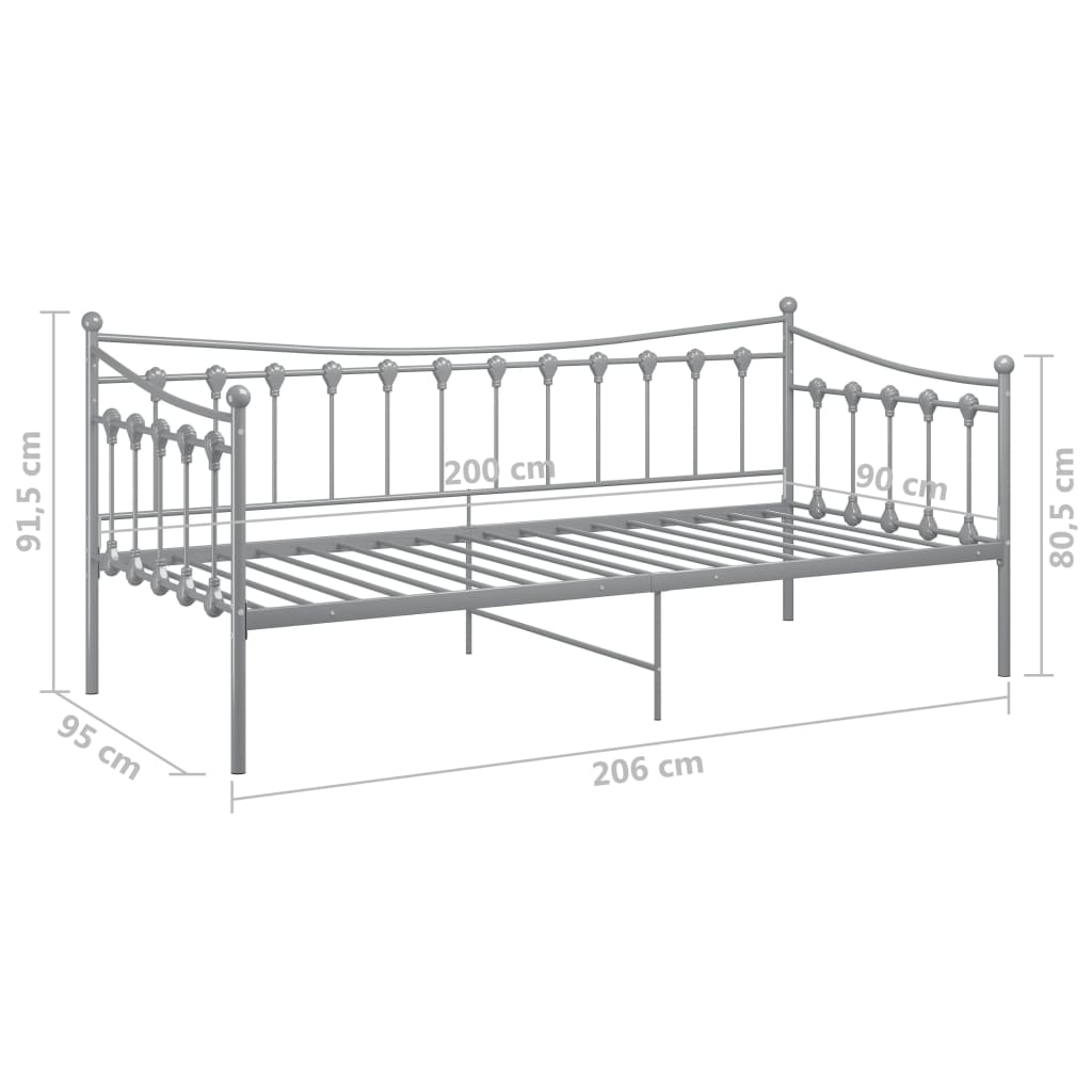 vidaXL Sofa Bed Frame | Grey | Powder-coated metal | Single