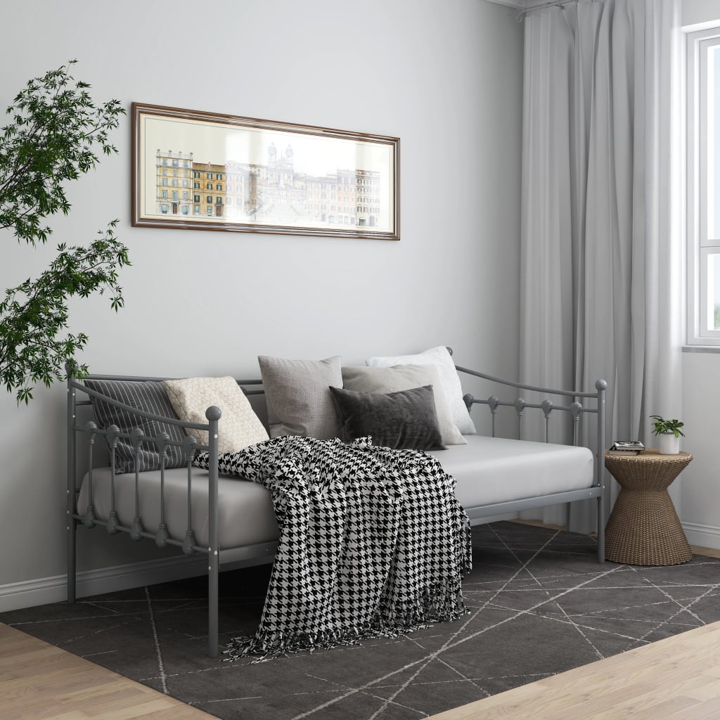 vidaXL Sofa Bed Frame | Grey | Powder-coated metal | Single