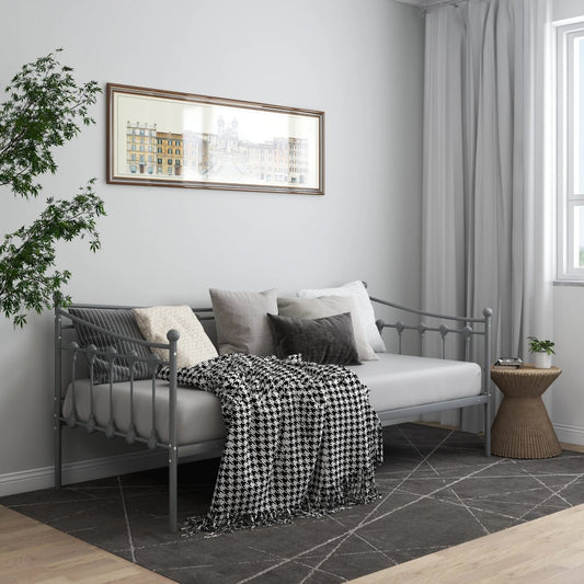 vidaXL Sofa Bed Frame | Grey | Powder-coated metal | Single
