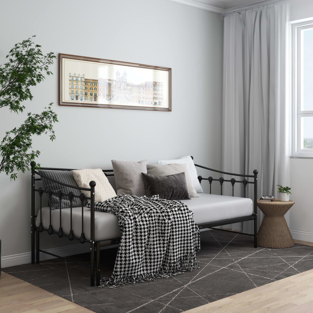 vidaXL Sofa Bed Frame | Black | Powder-coated metal | 90x200 cm