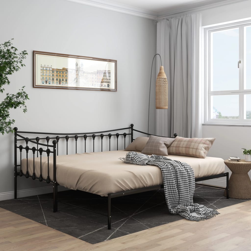vidaXL Sofa Bed Frame | Black | Powder-coated metal | 90x200 cm
