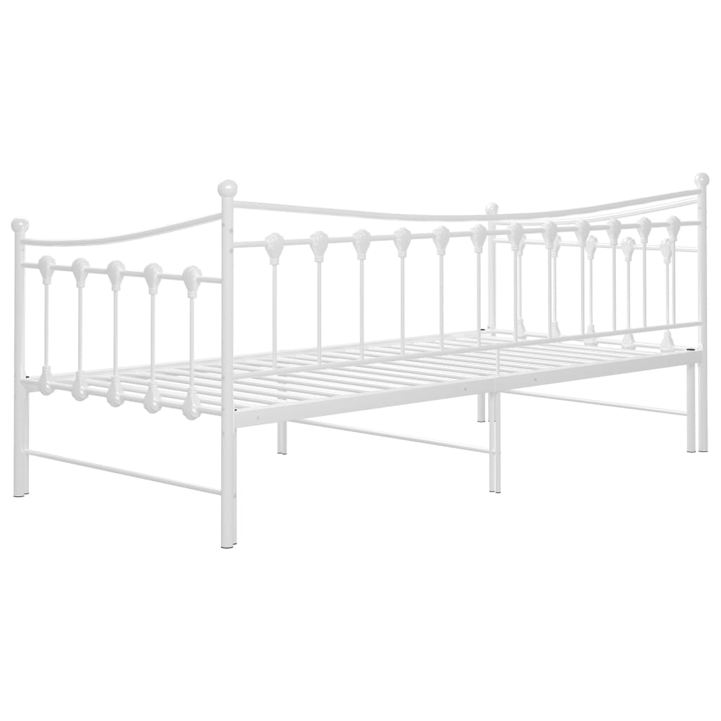 vidaXL Pull-out Sofa Bed Frame without Mattress White Metal 90x200 cm
