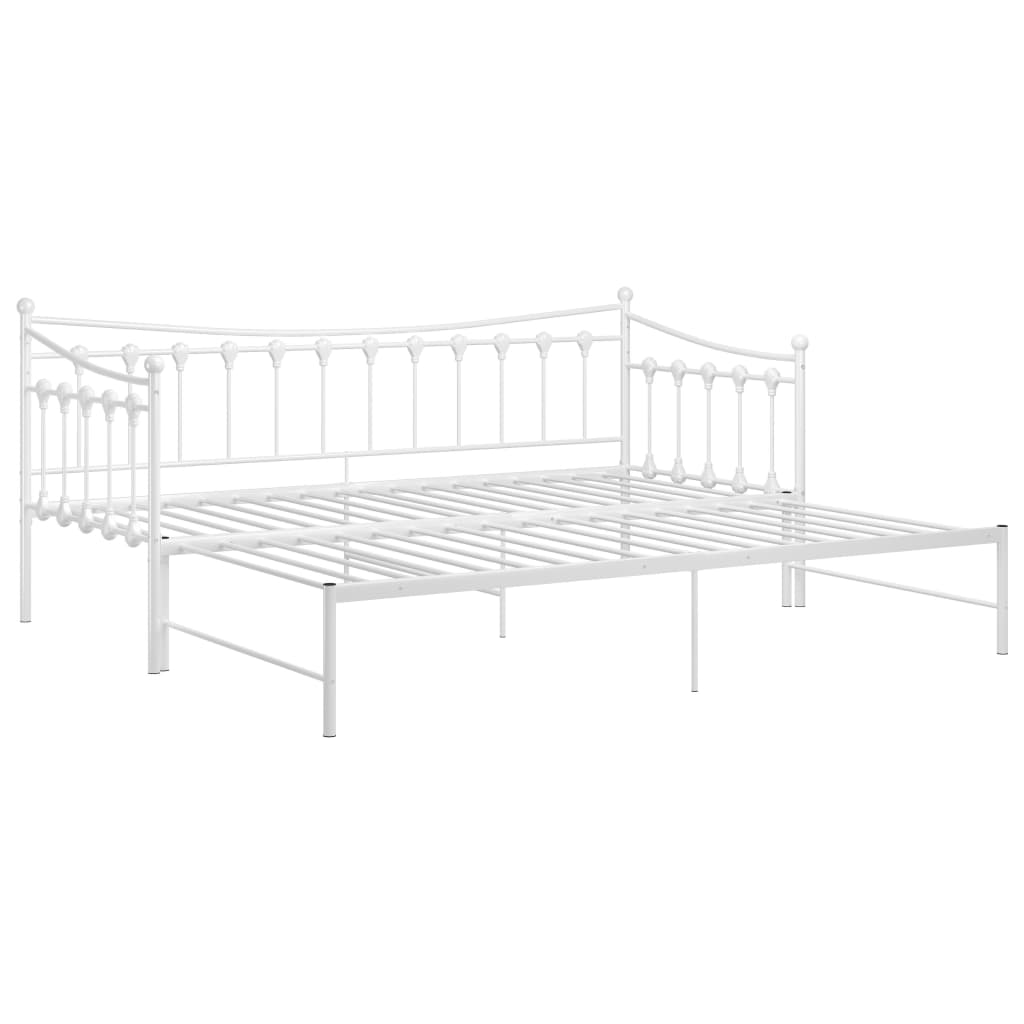 vidaXL Pull-out Sofa Bed Frame without Mattress White Metal 90x200 cm