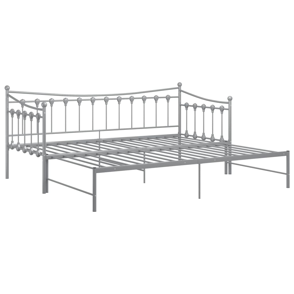 vidaXL Pull-out Sofa Bed Frame without Mattress Grey Metal 90x200 cm