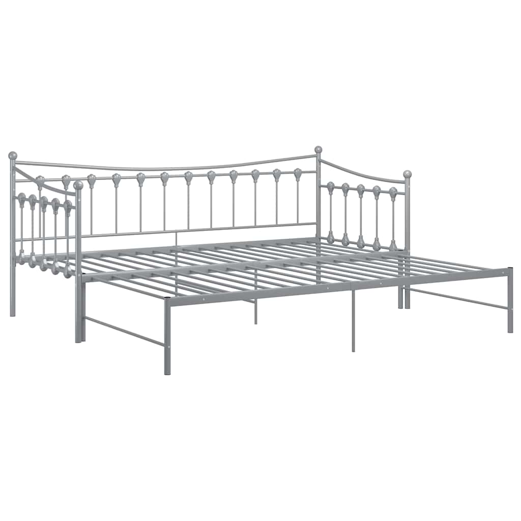 vidaXL Pull-out Sofa Bed Frame without Mattress Grey Metal 90x200 cm
