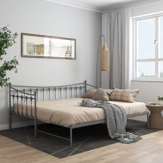 vidaXL Sofa Bed Frame | Grey | Powder-coated metal | 90x200 cm mattress size