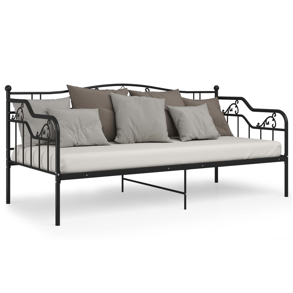 vidaXL Sofa Bed Frame | Black | Powder-coated metal | 90x200 cm